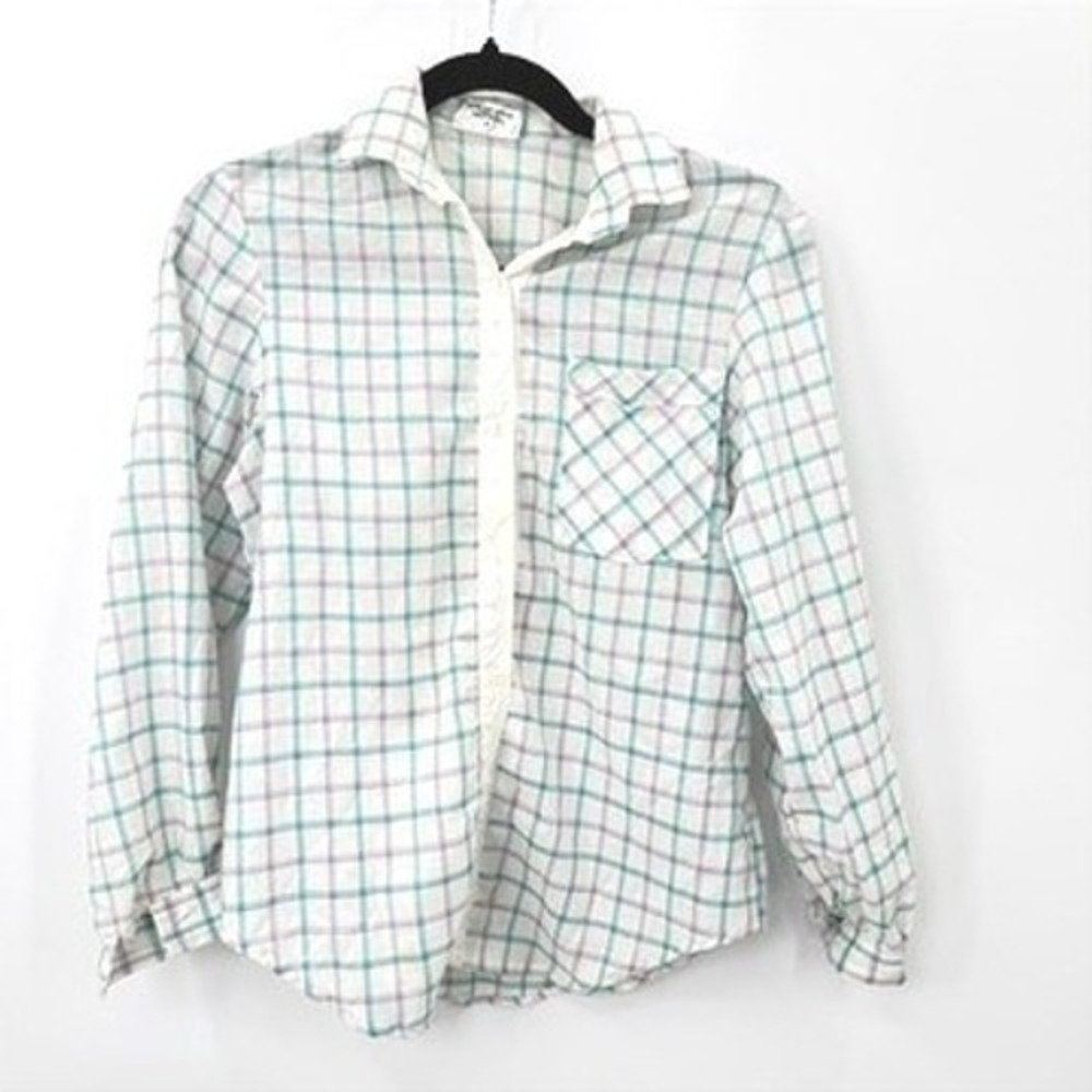 Vintage You Babes Button‎ Up Women S Plaid Pastel Preppy Coastal Cottage Retro